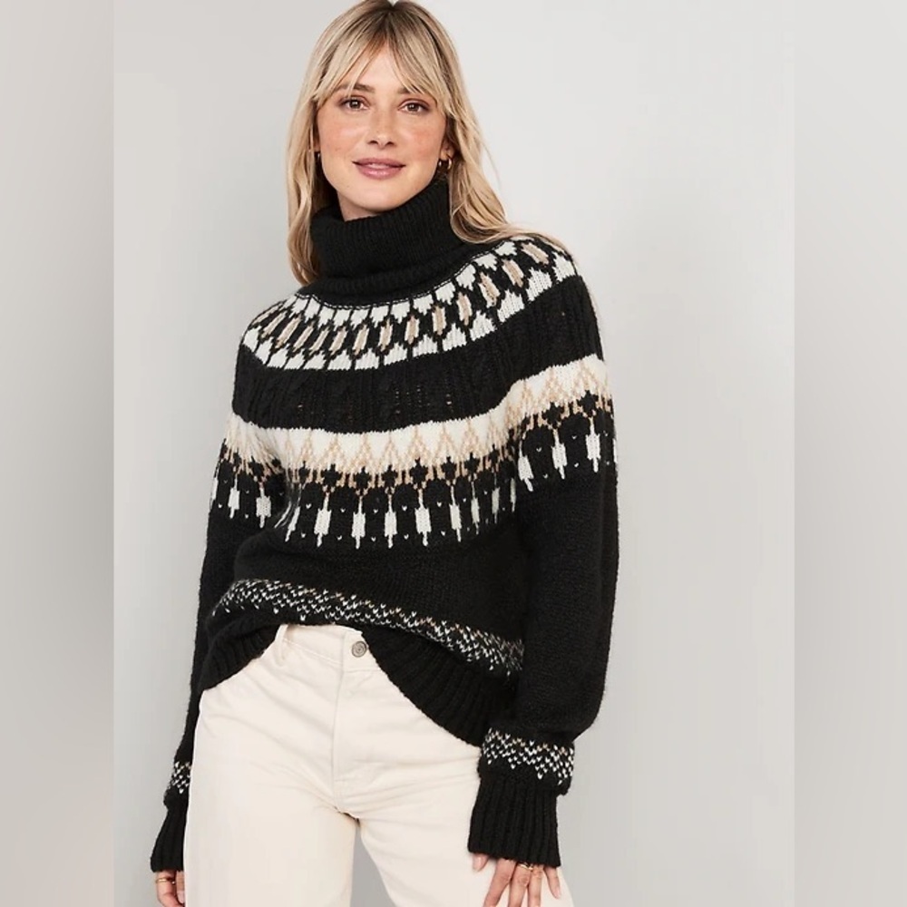 NEW w/TAGS Old Navy Black White Fair Isle
Sweater Women's Plus Size 2X